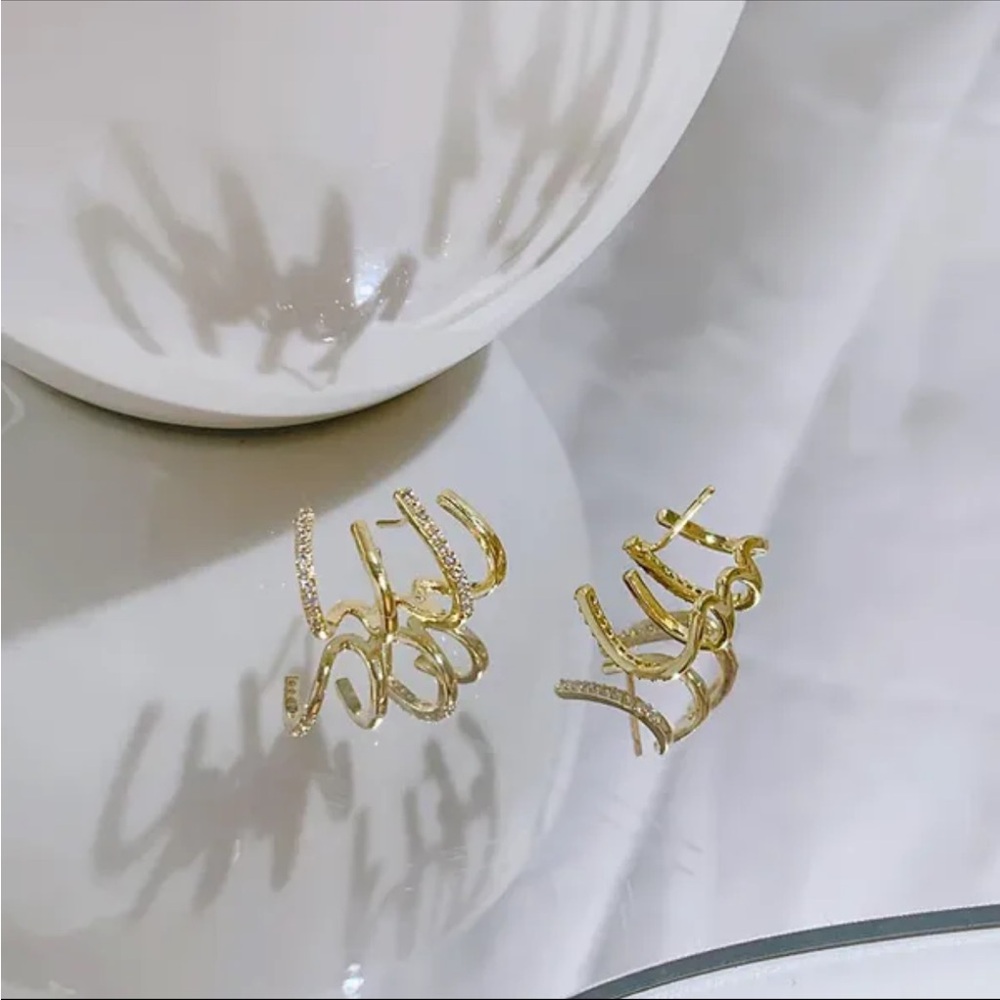 Cubic Zirconia Cuff Earrings